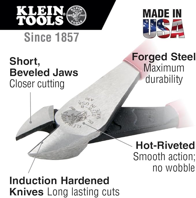 Klein Tools 80020 Plier Set, Made in USA, Lineman's Pliers, Diagonal Cutters, and Needle Nose Pliers, Induction Hardened Knives, 3-Piece